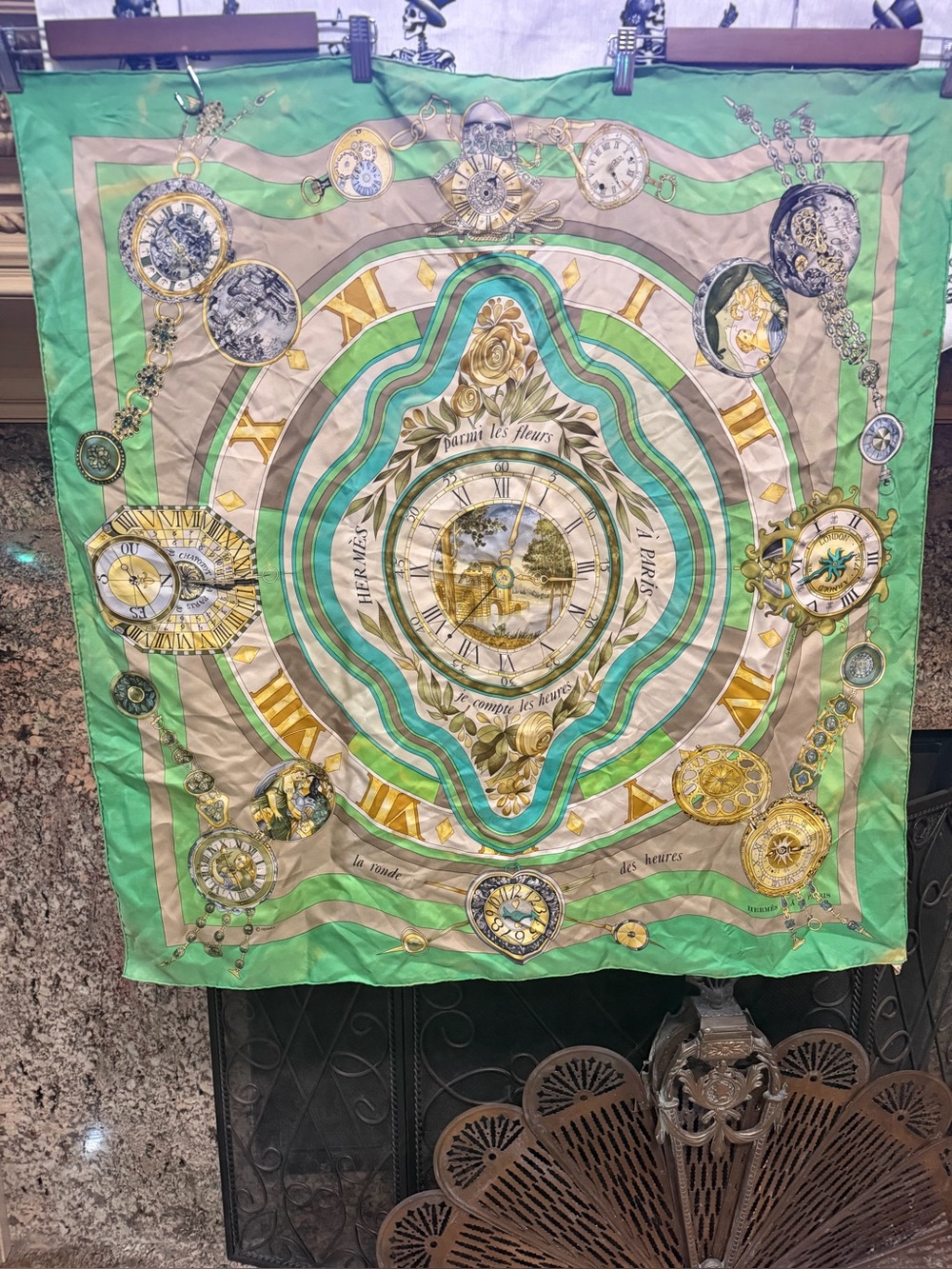 Hermes Parmut les fluers vintage silk Handrolled scarf